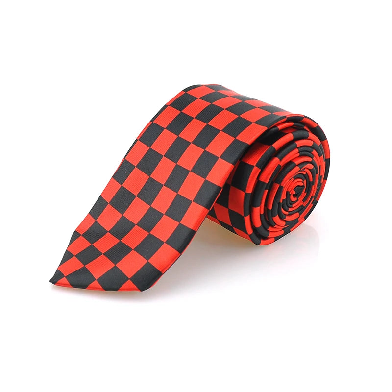 Men's Slim Checkered Necktie - Vintage Retro Plaid Fashion Tie in Red by Urban Tendency