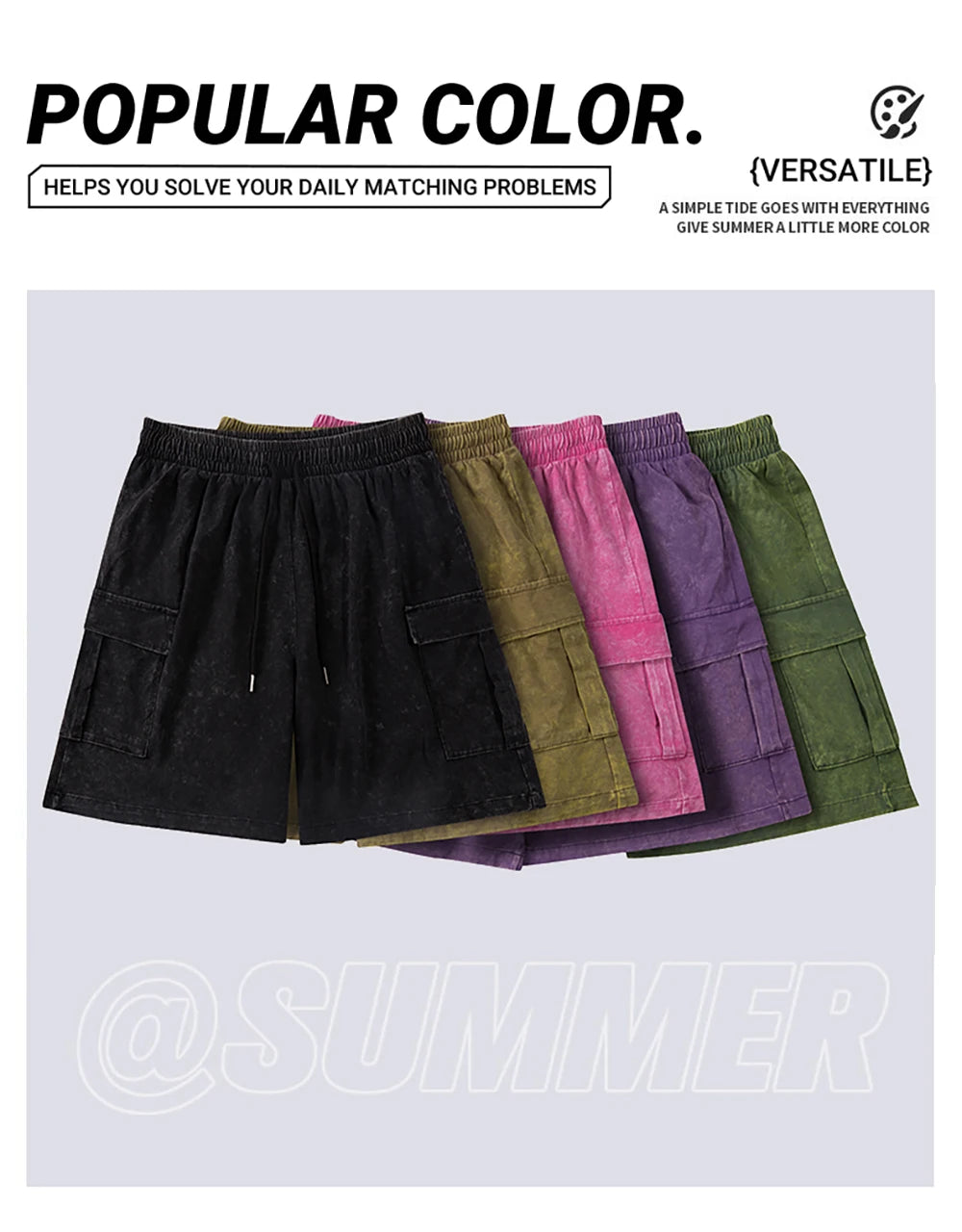 Men’s Washed Cotton-Blend Casual Shorts – Elastic Waist Drawstring Fit by Urban Tendency