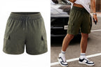 Men’s Washed Cotton-Blend Casual Shorts – Elastic Waist Drawstring Fit in Dark Green by Urban Tendency