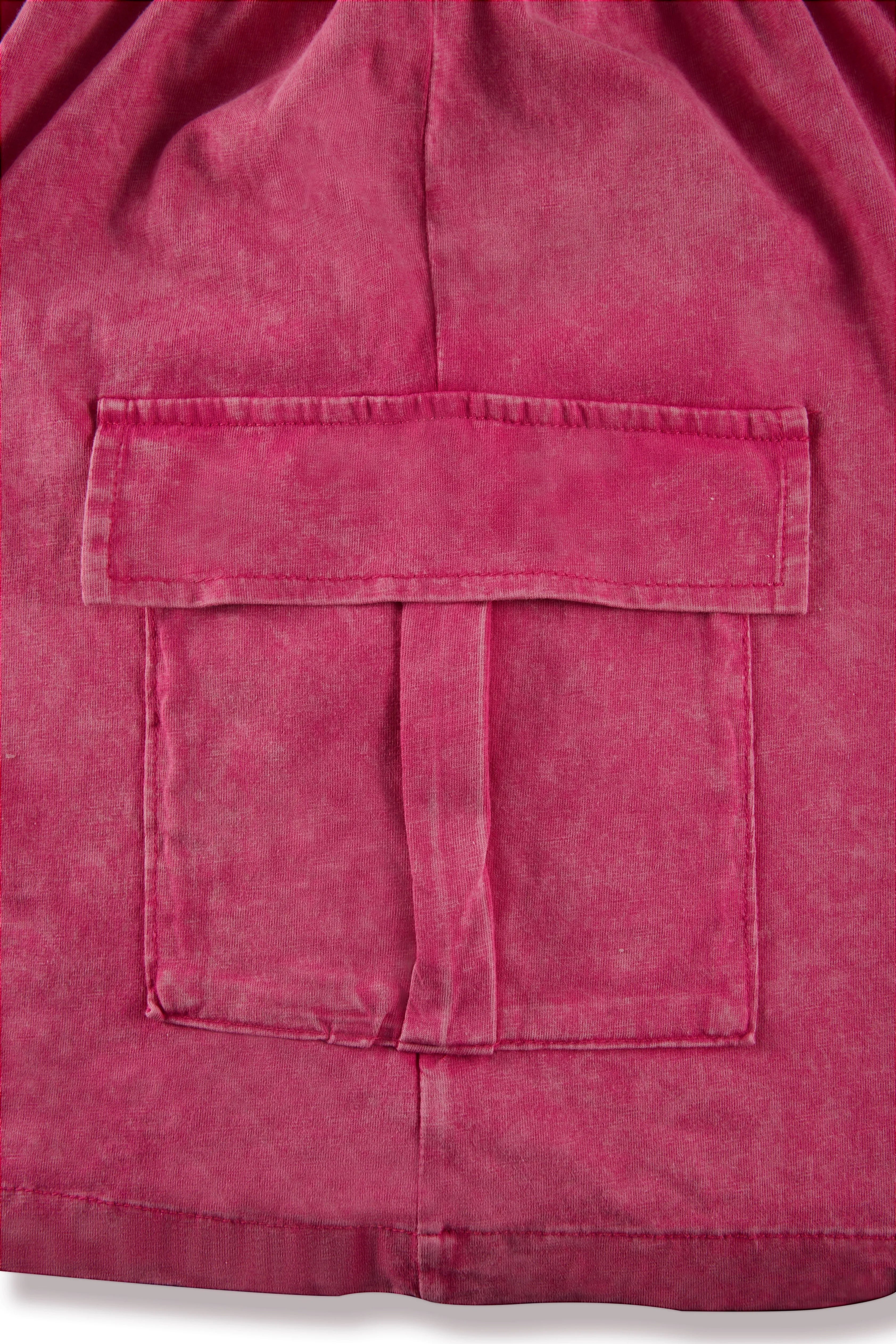 Men’s Washed Cotton-Blend Casual Shorts – Elastic Waist Drawstring Fit in Rose Red by Urban Tendency