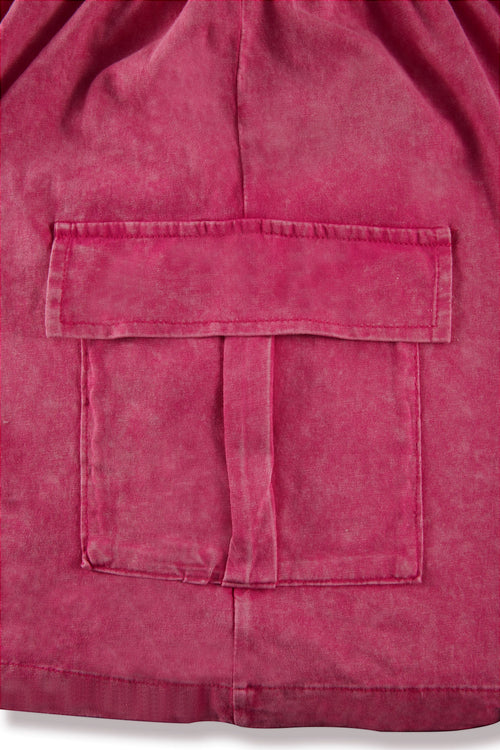 Men’s Washed Cotton-Blend Casual Shorts – Elastic Waist Drawstring Fit in Rose Red by Urban Tendency