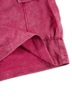 Men’s Washed Cotton-Blend Casual Shorts – Elastic Waist Drawstring Fit in Rose Red by Urban Tendency