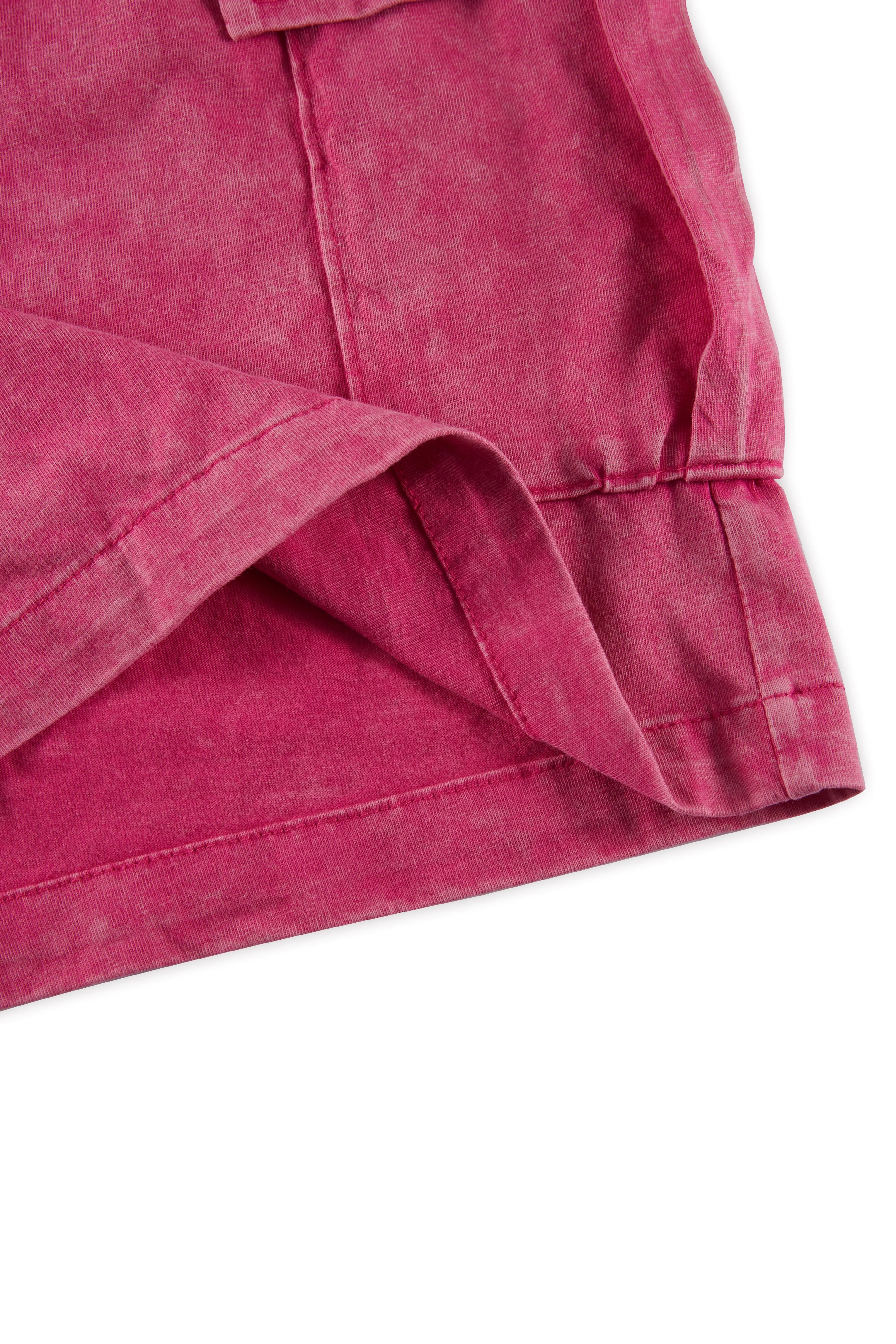 Men’s Washed Cotton-Blend Casual Shorts – Elastic Waist Drawstring Fit in Rose Red by Urban Tendency