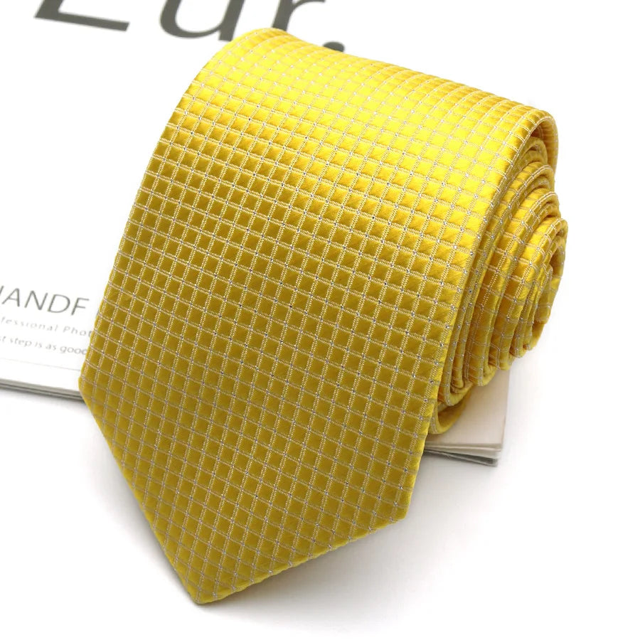 Men's Yellow Gold Retro Necktie – Polka Dot & Patterned Fashion Tie 8cm by Urban Tendency
