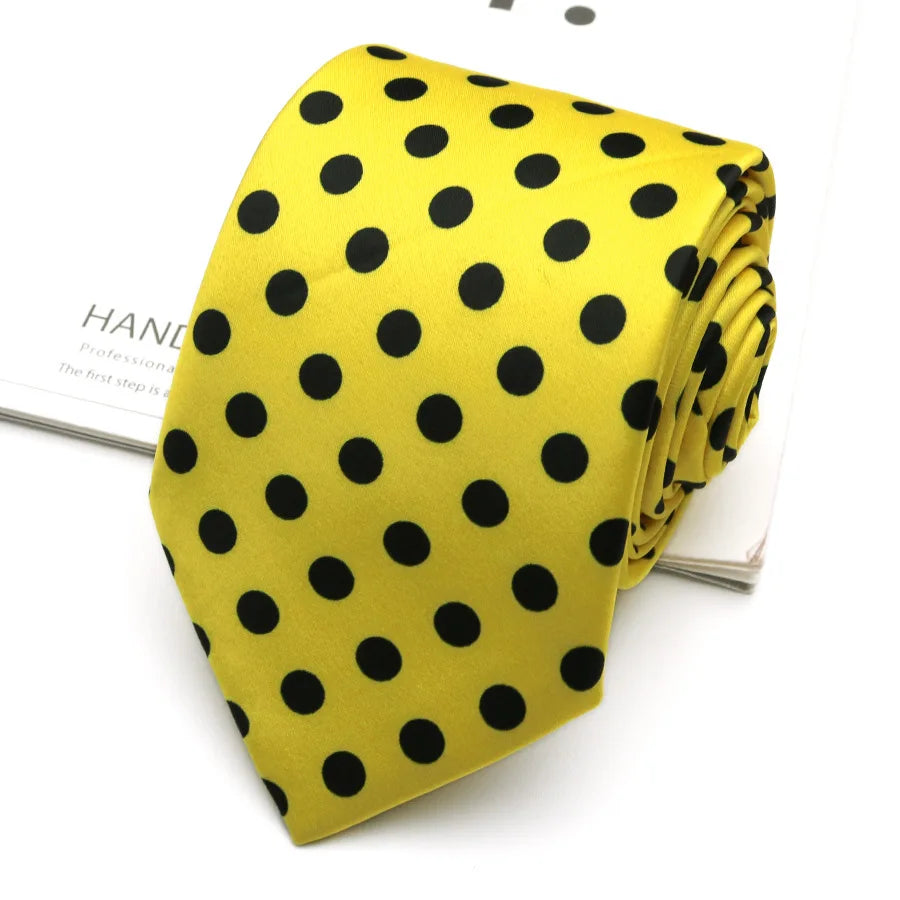 Men's Yellow Gold Retro Necktie – Polka Dot & Patterned Fashion Tie 8cm by Urban Tendency
