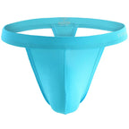 Men's Breathable Mesh Thong Underwear with Wide Waistband in Light Blue