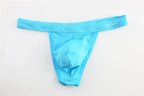 Men's Breathable Mesh Thong Underwear with Wide Waistband in Light Blue