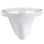 Men's Breathable Mesh Thong Underwear with Wide Waistband in White
