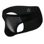 Men's Comfortable Ultra-Thin Ice Silk Briefs Underwear with Smooth Waistband in Black
