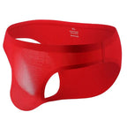 Men's Comfortable Ultra-Thin Ice Silk Briefs Underwear with Smooth Waistband in Red