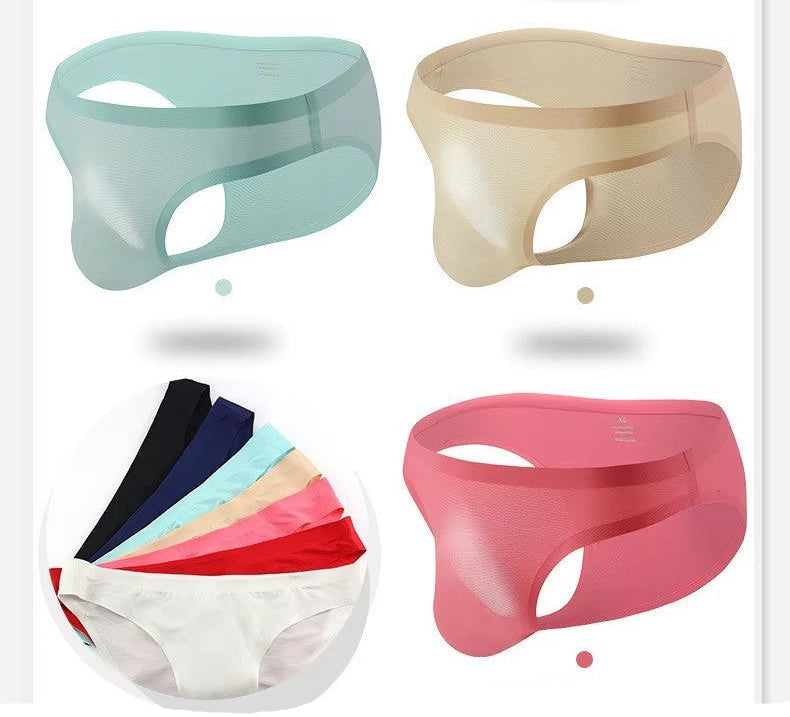 Men's Comfortable Ultra-Thin Ice Silk Briefs Underwear with Smooth Waistband