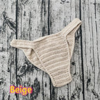 Men's Crochet Bikini Briefs Low Rise Beachwear in Beige