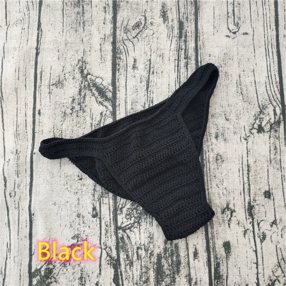 Men's Crochet Bikini Briefs Low Rise Beachwear in Black