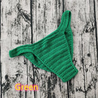 Men's Crochet Bikini Briefs Low Rise Beachwear in Green