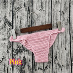 Men's Crochet Bikini Briefs Low Rise Beachwear in Pink