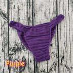 Men's Crochet Bikini Briefs Low Rise Beachwear in Purple