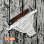 Men's Crochet Bikini Briefs Low Rise Beachwear in White