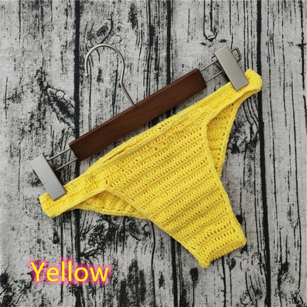 Men's Crochet Bikini Briefs Low Rise Beachwear in Yellow