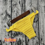 Men's Crochet Bikini Briefs Low Rise Beachwear in Yellow