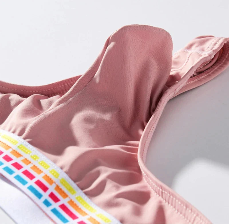 Men's Elastic Ice Silk Thong Briefs Underwear with Supportive Pouch in Pink