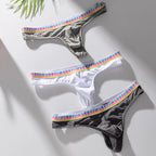 Men's Elastic Ice Silk Thong Briefs Underwear with Supportive Pouch