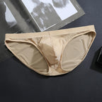 Men's Ice Silk U-Pouch Everyday Briefs Underwear in Beige