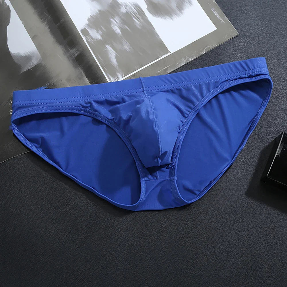 Men's Ice Silk U-Pouch Everyday Briefs Underwear in Blue