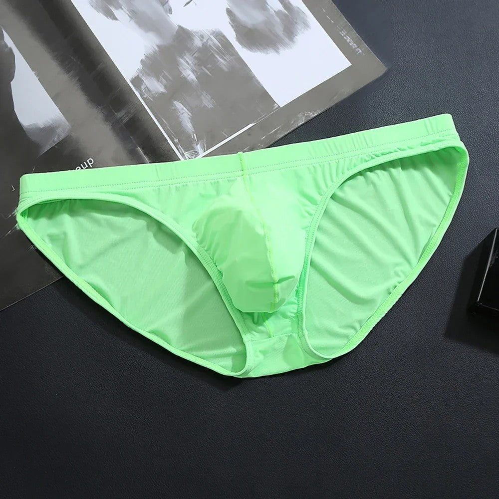 Men's Ice Silk U-Pouch Everyday Briefs Underwear in Green