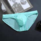 Men's Ice Silk U-Pouch Everyday Briefs Underwear in Light Blue