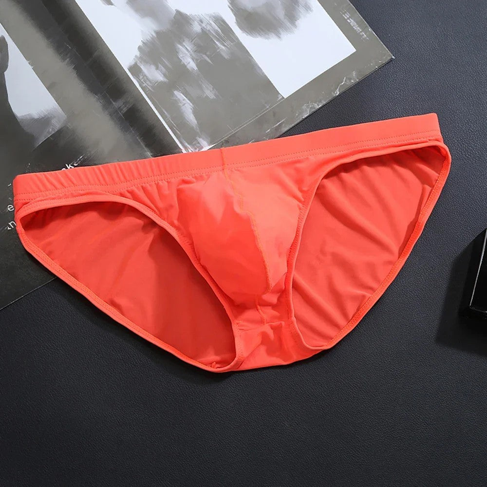Men's Ice Silk U-Pouch Everyday Briefs Underwear in Orange