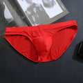 Men's Ice Silk U-Pouch Everyday Briefs Underwear in Red