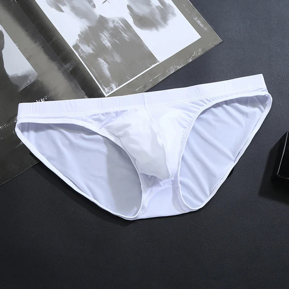 Men's Ice Silk U-Pouch Everyday Briefs Underwear in White