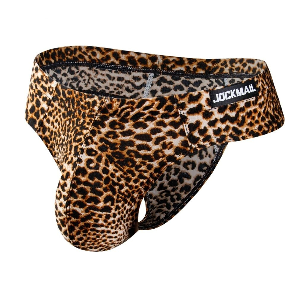 Men's Leopard Print Contour Pouch Bikini Briefs