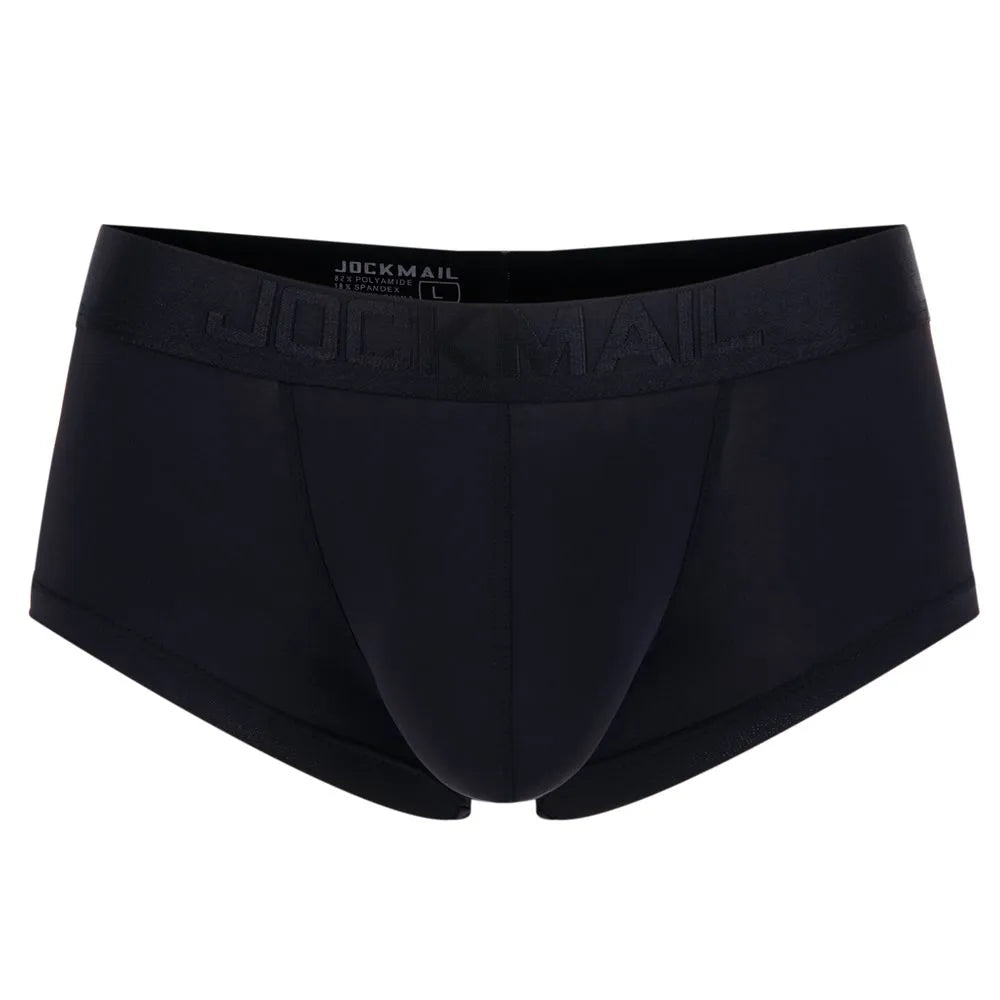 Men's Lightweight Ultra-Thin Ice Silk Low-Rise Boxer Briefs Underwear in Black