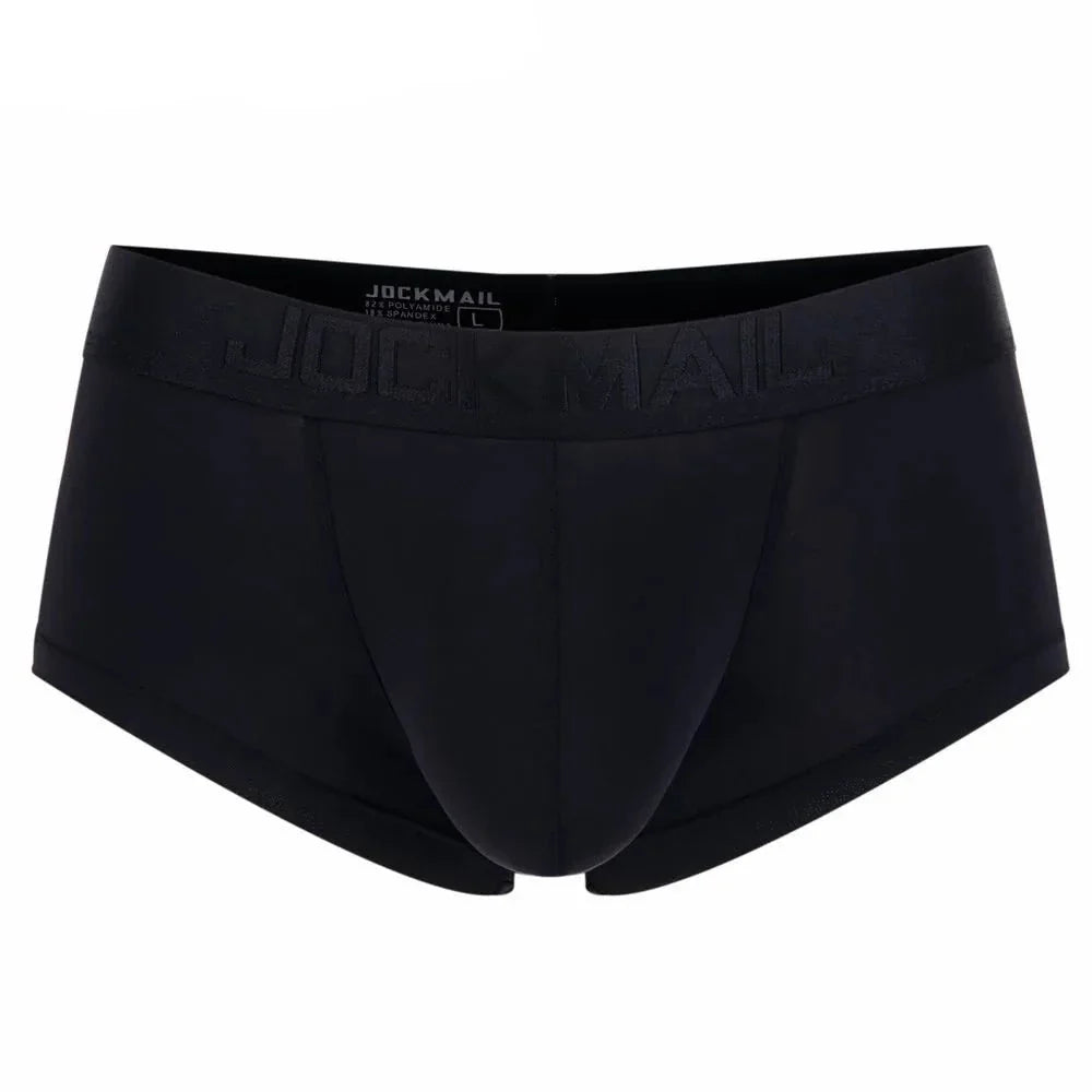 Men's Lightweight Ultra-Thin Ice Silk Low-Rise Boxer Briefs Underwear in Black