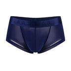 Men's Lightweight Ultra-Thin Ice Silk Low-Rise Boxer Briefs Underwear in Navy Blue