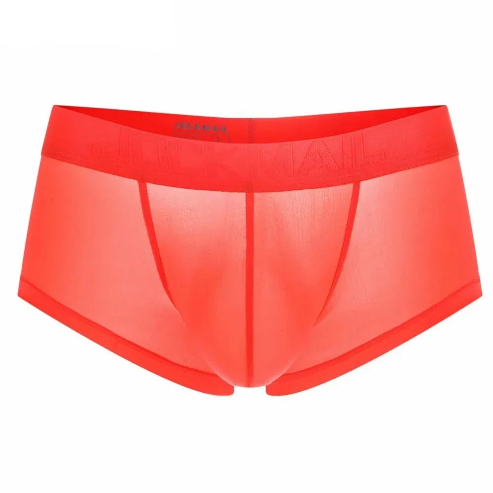 Men's Lightweight Ultra-Thin Ice Silk Low-Rise Boxer Briefs Underwear in Orange