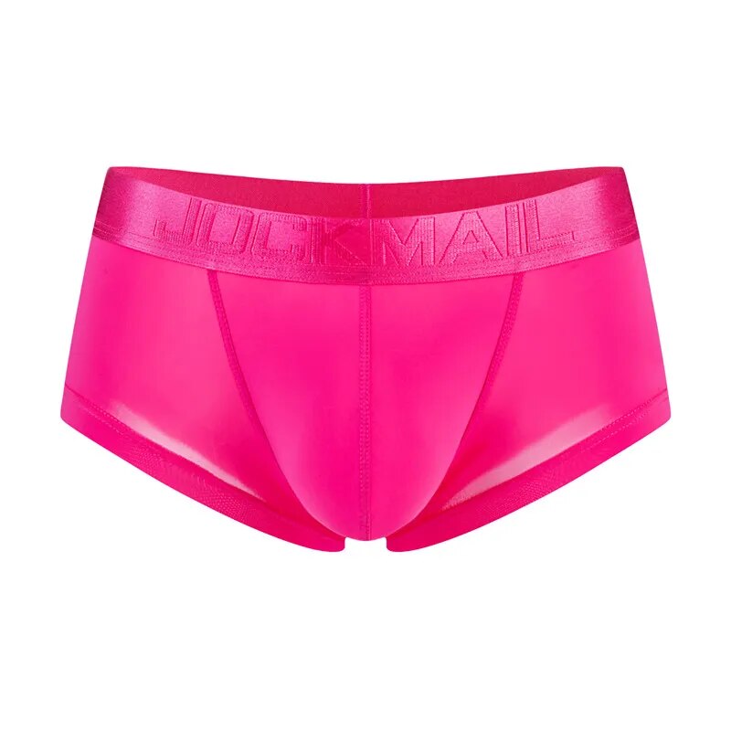 Men's Lightweight Ultra-Thin Ice Silk Low-Rise Boxer Briefs Underwear in Rose