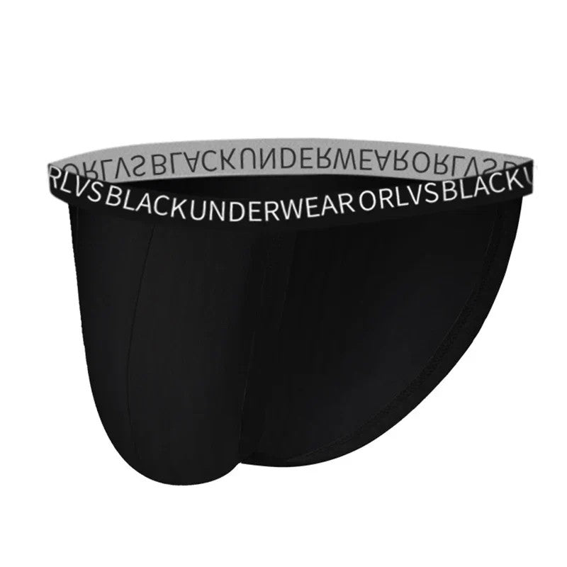 Men's Low Rise Cotton Blend Briefs Underwear with Supportive Contour Pouch in Black