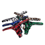Men’s Low-Rise Plaid Print Thong Underwear with Contoured Pouch