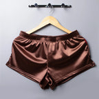 Men’s Shiny Silky Satin Boxer Shorts – Sleepwear & Underwear in Brown