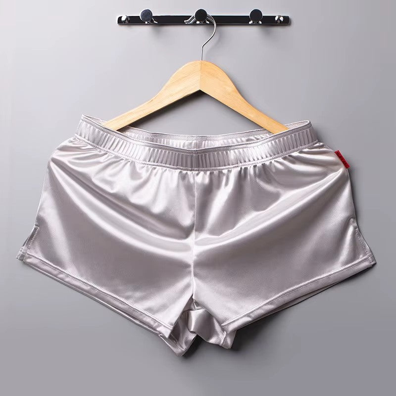 Men’s Shiny Silky Satin Boxer Shorts – Sleepwear & Underwear in Silver