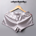 Men’s Shiny Silky Satin Boxer Shorts – Sleepwear & Underwear in Silver
