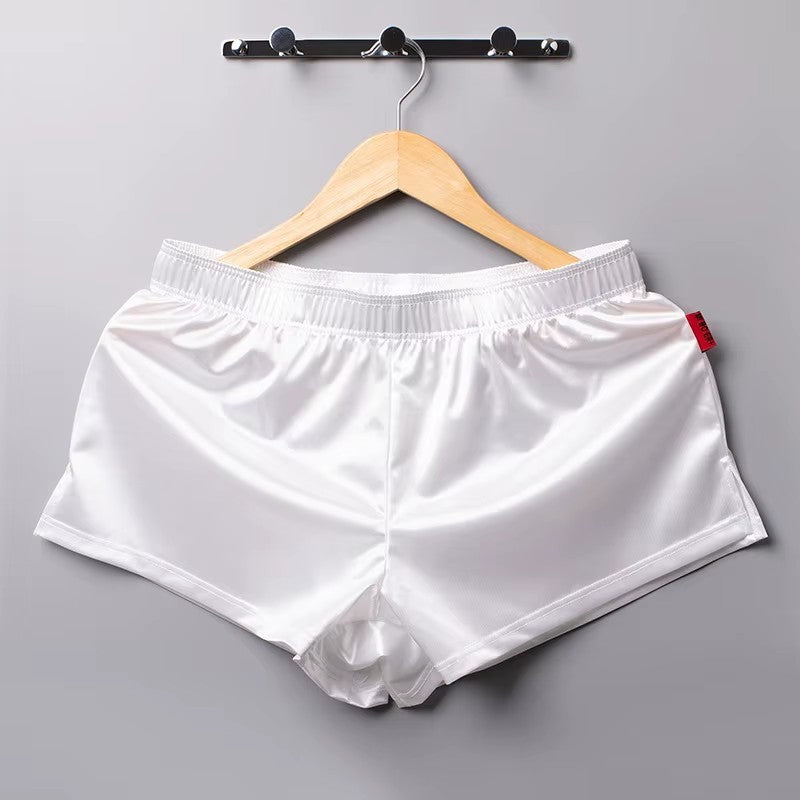 Men’s Shiny Silky Satin Boxer Shorts – Sleepwear & Underwear in White