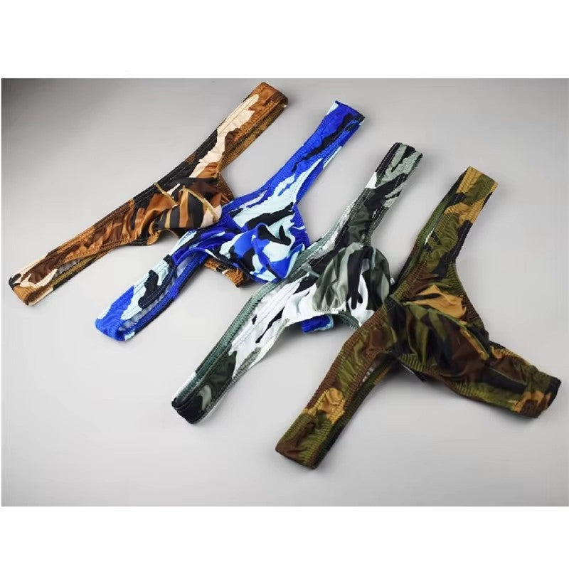 Men's Sleek Low-Rise Camouflage Print Thong Underwear