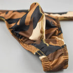 Men's Sleek Low-Rise Camouflage Print Thong Underwear in Brown