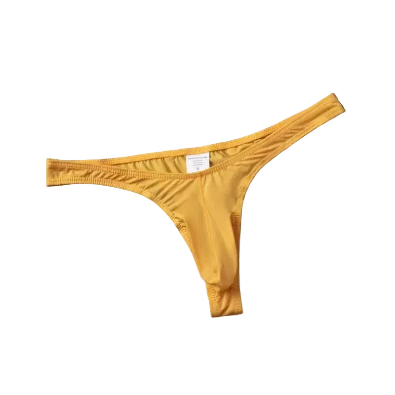 Men's Sleek Mini Thong Underwear with U-Convex Pouch in Yellow