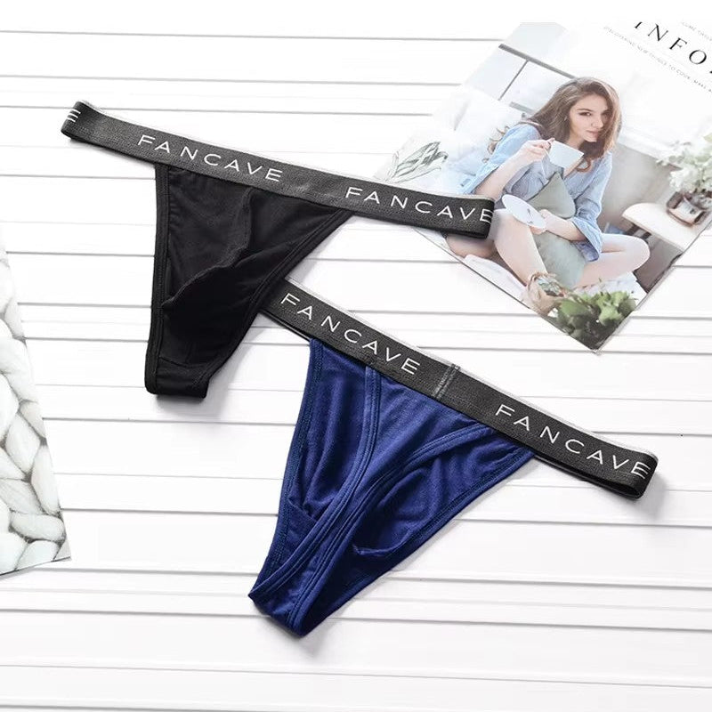 Men's Sleek Thong Underwear with Contoured Pouch & Elastic Waistband