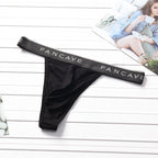 Men's Sleek Thong Underwear with Contoured Pouch & Elastic Waistband in Black