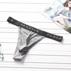 Men's Sleek Thong Underwear with Contoured Pouch & Elastic Waistband in Gray